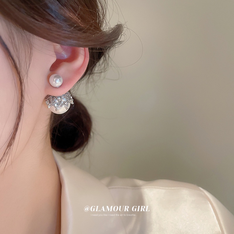 Bông Tai Mạ Bạc Đính Ngọc Trai Phong Cách Thời Trang Hàn Quốc