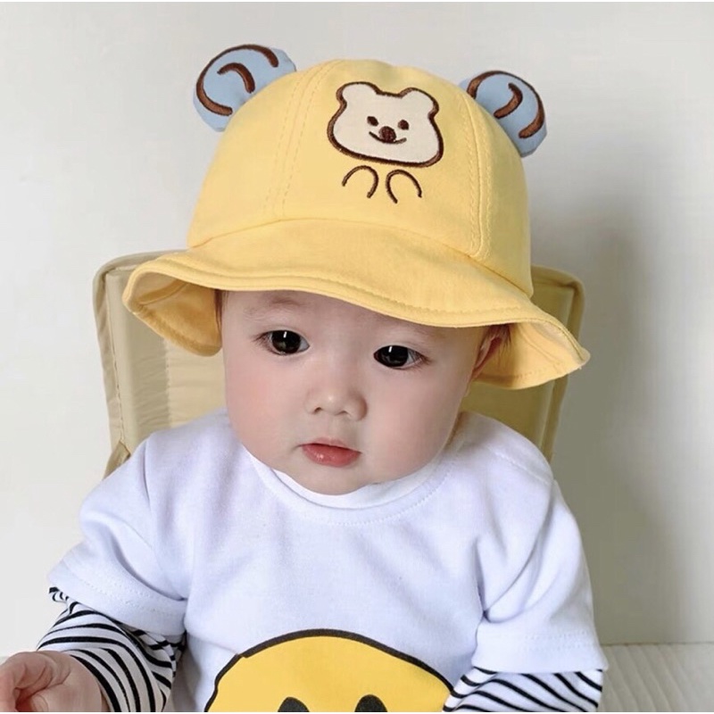 Mũ nón vành tai gấu cho bé 6-24 tháng có quai cực xinh