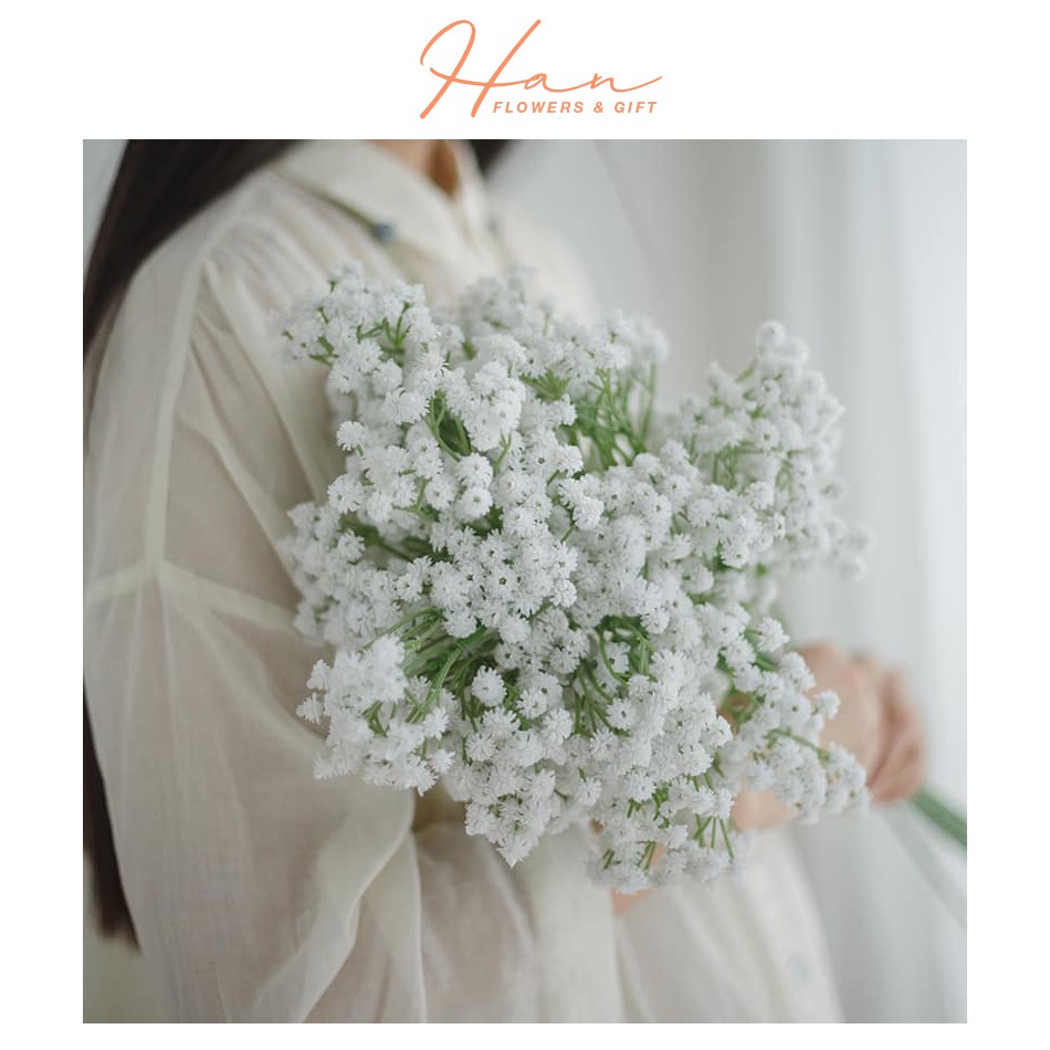 Hoa giả - hoa baby cao su giống thật 99% - phụ kiện chụp hình - Han decor