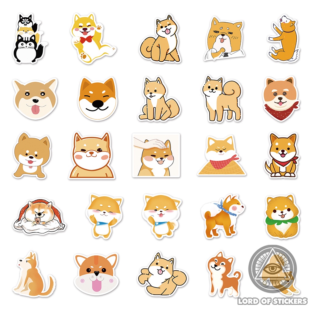 Set 51 Miếng Dán Chó Shiba Inu Sticker Hoạt Hình Cute Dễ Thương Chống Thấm Nước Trang Trí Mũ Bảo Hiểm, Laptop, Sổ, Vali