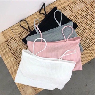 Áo 2 dây thun gân kèm mút ngực siêu hot [Hình thật mẫu shop tự chụp]