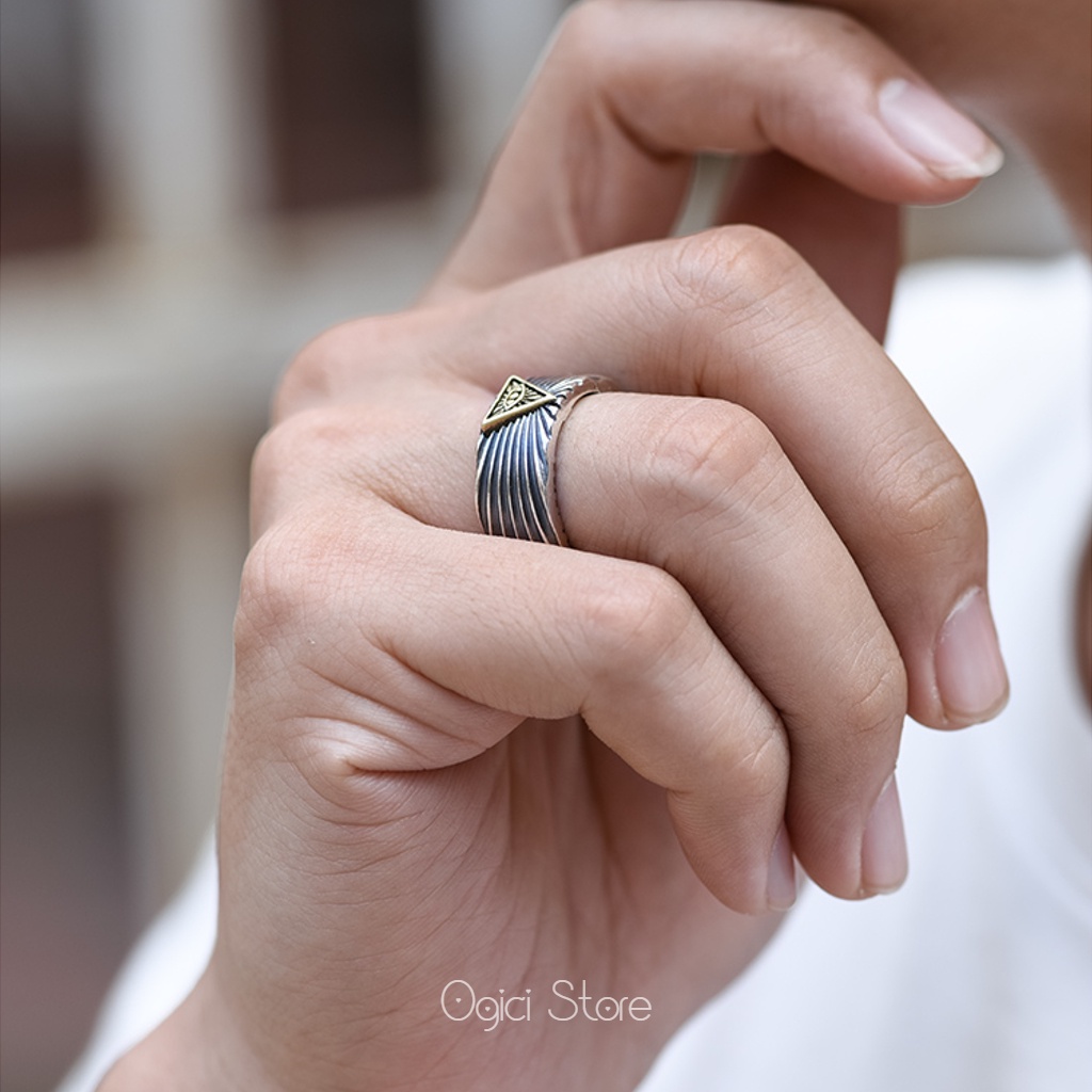 Nhẫn nam nữ thời trang, Nhẫn nam Eye of Horus vòng mở  xu hướng cổ điển thời thượng, Cá tính, Unisex