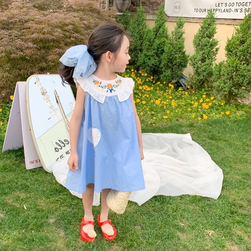 Đầm Không Tay Chất Liệu Cotton Thiết Kế Mới Thời Trang Mùa Hè Dành Cho Bé Gái