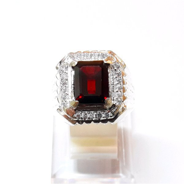 Nhẫn Đính Đá Garnet Tự Nhiên Chất Lượng Cao Abis