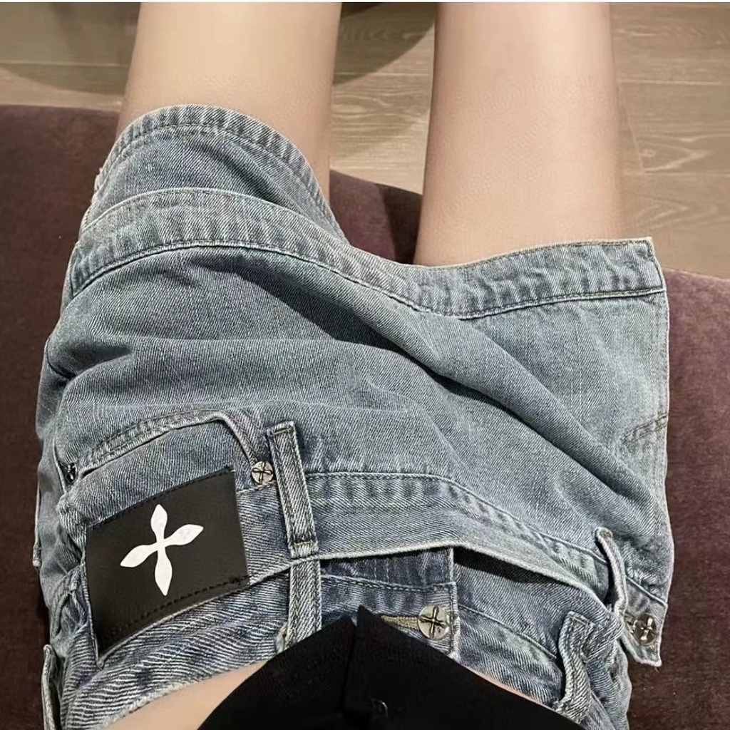 Quần Short Chất Liệu Da Denim Thời Trang Mùa Hè 2022 Cho Nữ