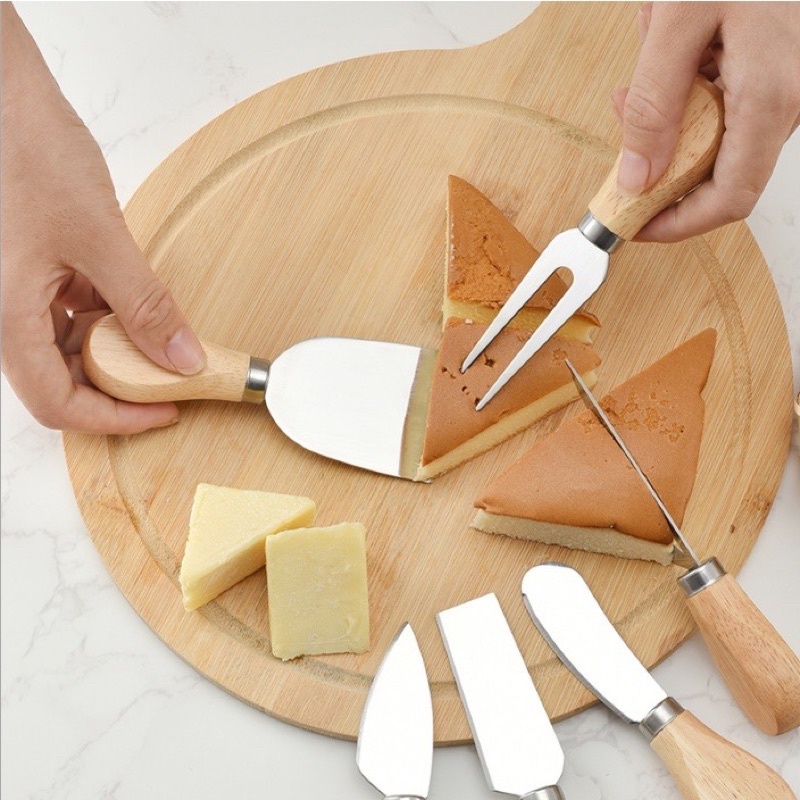 Set 4 dao phết phomai , pizza, gỗ sồi cao cấp