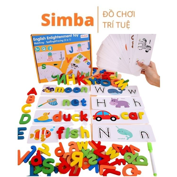 Spelling Game học đánh vần chữ cái tiếng Anh cho bé đồ chơi Simba 26 chữ hoa, 52 chữ thường 2021