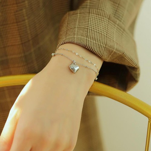 Lắc Tay 2 Tầng Trái Tim Titan Ko Đen TT 3190