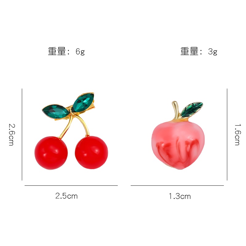 Huy Hiệu Cài Áo Hình Trái Cherry / Trái Đào 5 Kiểu Tinh Tế Thích Hợp Làm Quà Tặng Cho