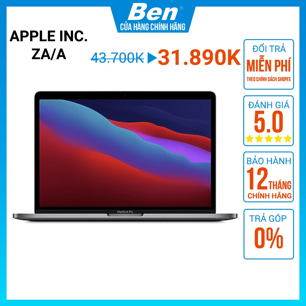 Apple MacBook Pro (2020) M1 Chip, 13 inch, 8GB, 256GB SSD - SA/A Hàng Chính Hãng Bảo Hành Apple tại Việt Nam