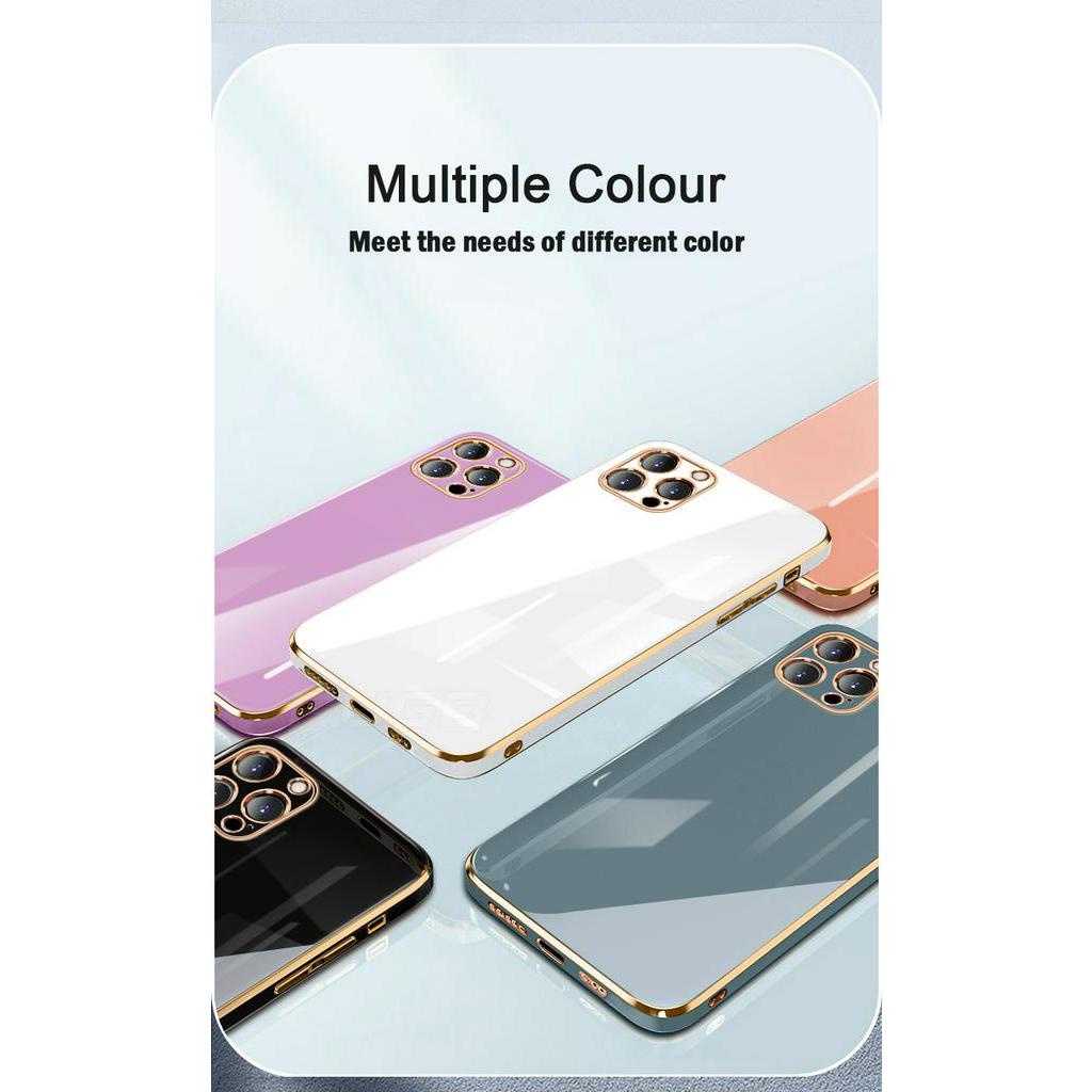 Ốp điện thoại silicone viền vuông mạ 6D cho iPhone 12 11 Pro Max Mini X XS XR SE 2020 7 8 Plus