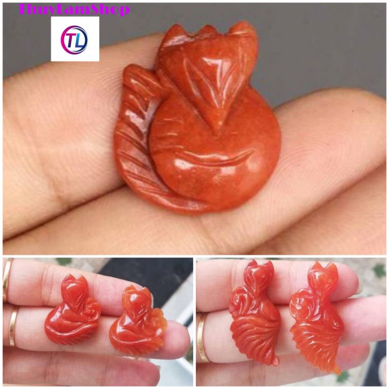 Vòng cổ hồ ly cửu vĩ (9 đuôi) đá N. huyết chế tác thủ công hoàn toàn tự nhiên may mắn, công việc tình duyên lứa đôi