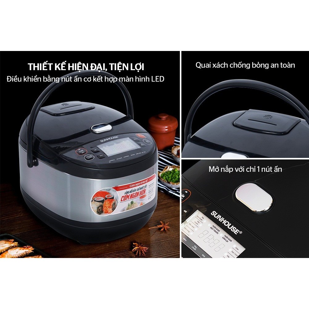 Nồi cơm điện tử 1.8 lít sunhouse shd8907b | Sử dụng cho 6 người ăn | BigBuy360 - bigbuy360.vn