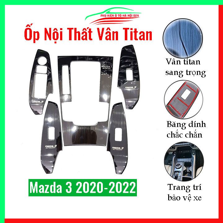 Ốp nội thất cho xe ô tô Mazda 3 2020-2022 vân Titan bảo vệ chống trầy xước và làm đẹp xe