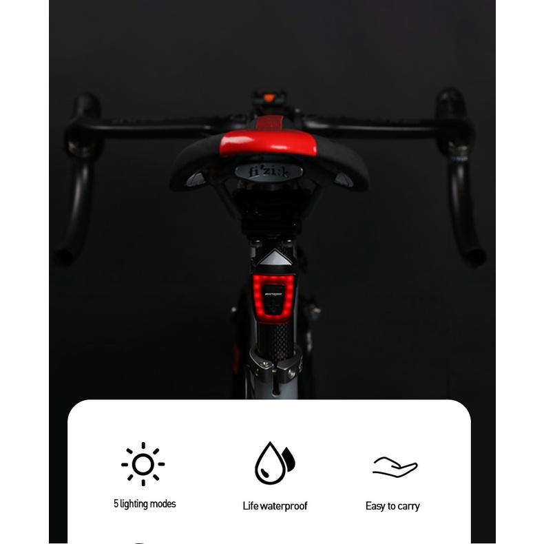 Đèn LED cảnh báo an toàn SUNRIMOON chống thấm nước sạc USB gắn đuôi xe đạp leo núi