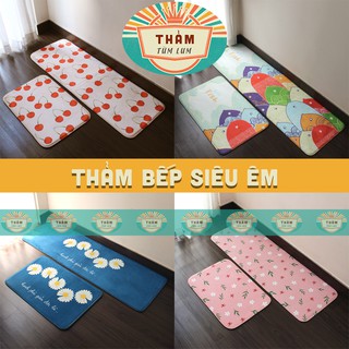 Thảm bếp Thảm chùi chân lông mịn cao cấp hình in hoa văn sáng trẻ trung hiện đại HADATO ! TB 2