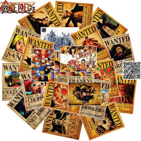 1642 Hình dán Anime One Piece lệnh truy nã chống trầy, chống thấm nước, không phai màu dưới ánh nắng