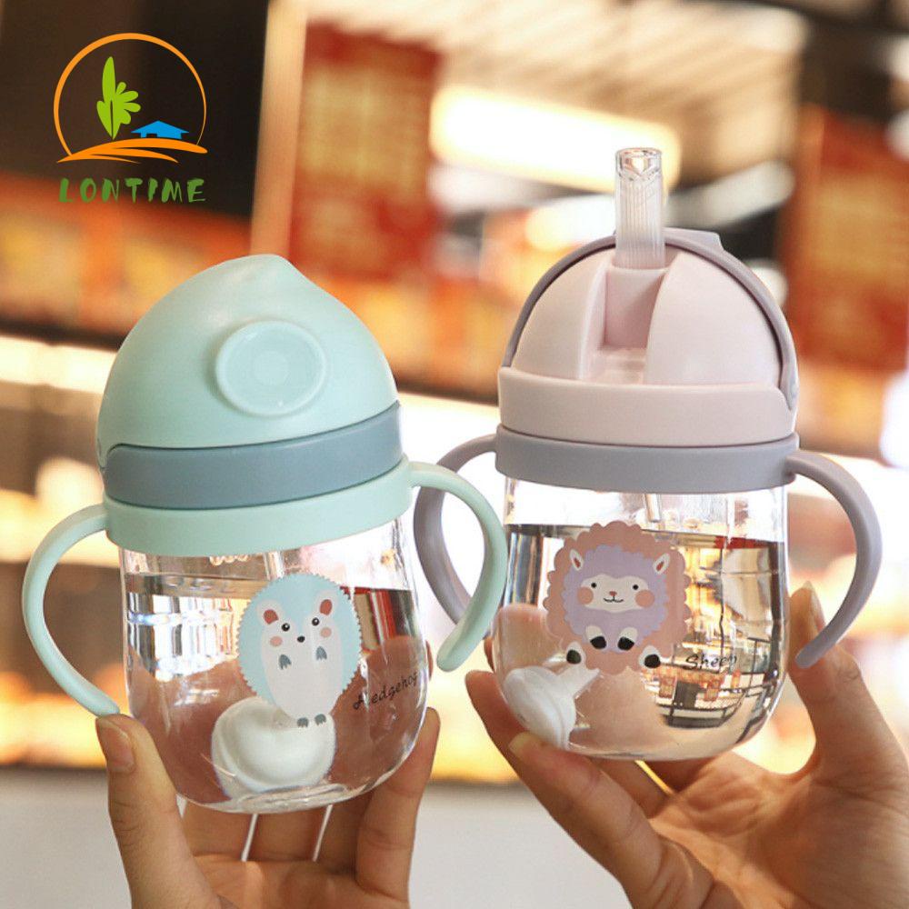 Bình Uống Nước Chống Rò Rỉ Kèm Ống Hút Họa Tiết Hoạt Hình Cho Bé