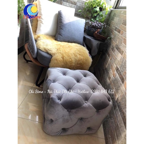 Ghế Đôn Sofa Vuông (50x45cm) Trang Trí Phòng Khách, Ghế Đôn Ngồi Chờ Siêu Xinh