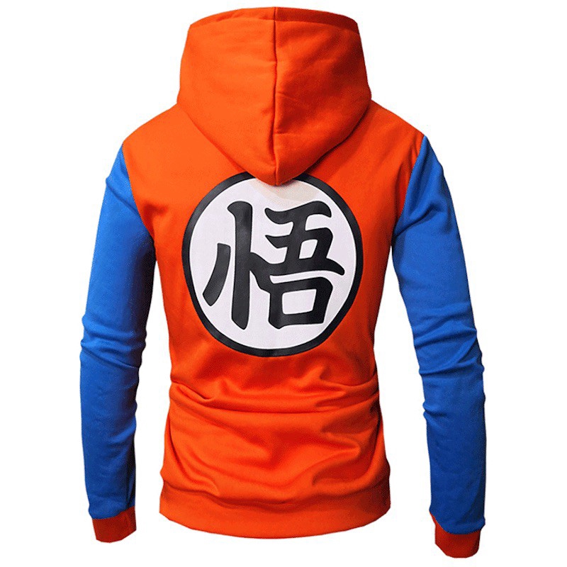 Áo hoodie tay dài có mũ trùm và dây cột phỏng theo trang phục của Goku trong phim Dragon Balls dành cho nam