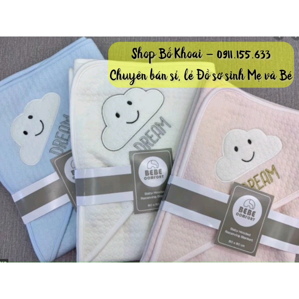 Chăn ủ choàng BEBE COMFORT cao cấp - Khăn ủ tắm có mũ cho bé - Bố Khoai Store