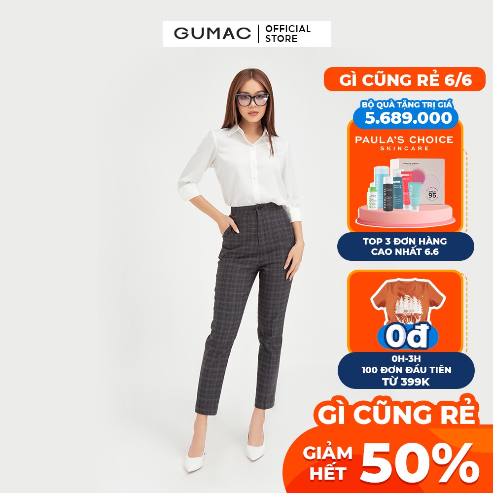 [Mã WABRGU50 giảm 10% đơn 250K] Áo sơ mi nữ from cơ bản GUMAC thiết kế công sở, basic nhiều màu AB403