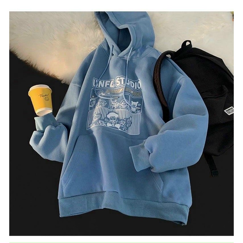 Áo Hoodie Nỉ Bông In Họa Tiết UNFL STUDIO Form Rộng Unisex Nam Nữ Ulzzang NUPAKACHI