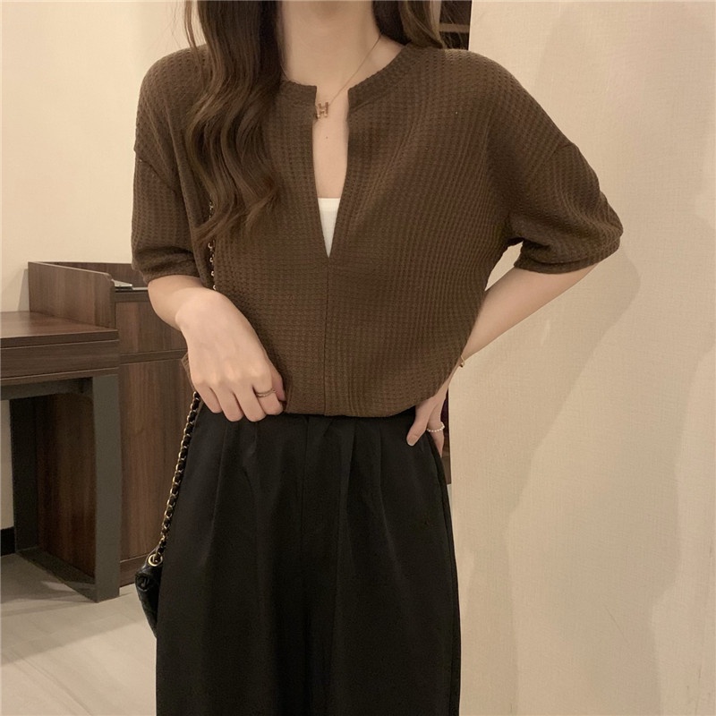 Áo Crop Top Nữ Tay Dài Cổ Chữ V Thời Trang Hàn Quốc HZFWC4640 Với 6 Màu Lựa Chọn
