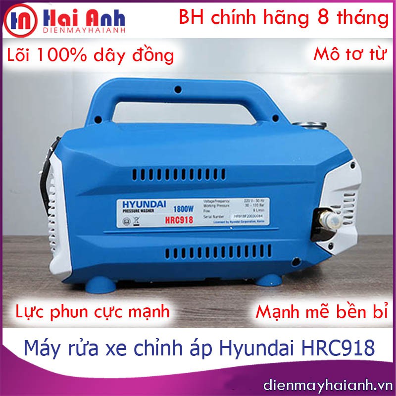 Máy bơm áp lực rửa xe máy, ô tô gia đình mini, áp lực cao Hyundai HRC918 chất lượng cao, phun cực mạnh, chỉnh áp