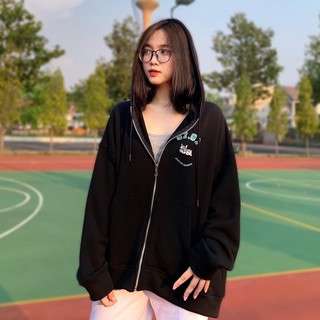 Áo Khoác Hoodie Form Rộng (Free Shipping) Áo Khoác Nỉ Ulzzang Nữ Xanh Đen 735