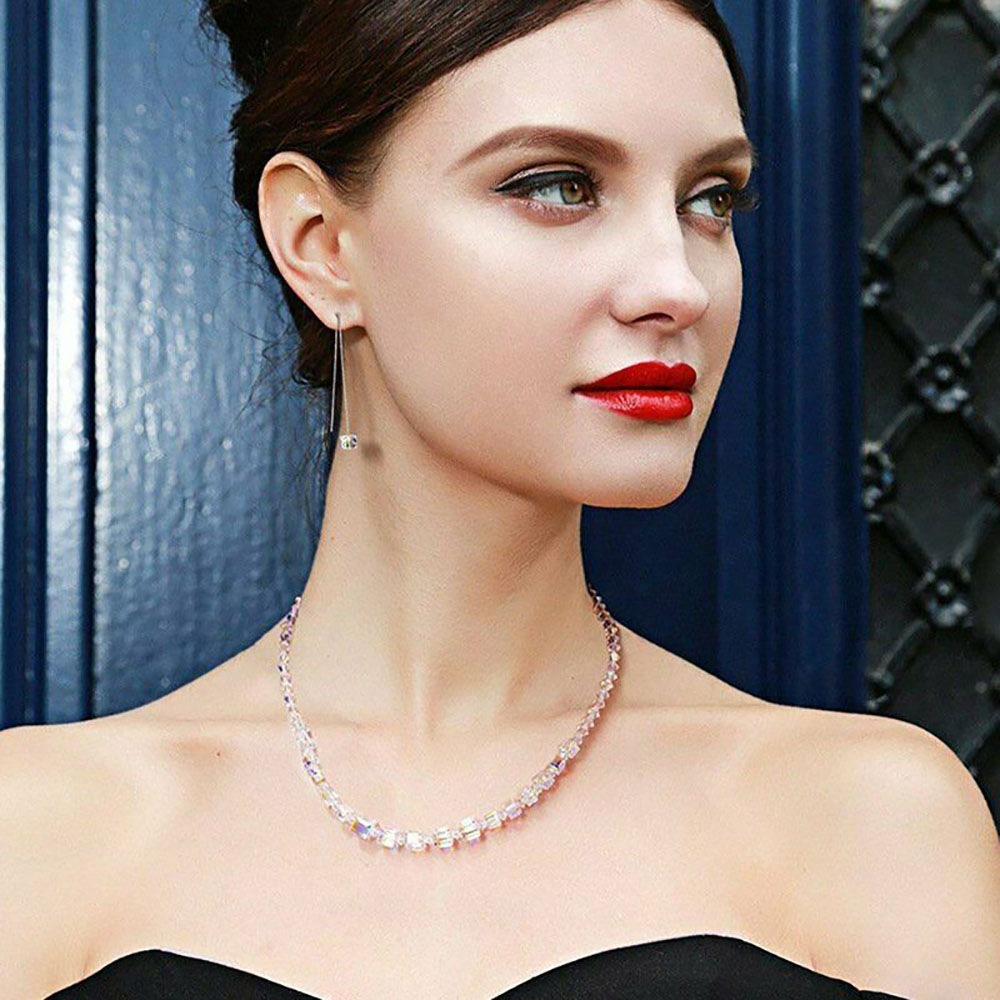 Dây Chuyền Choker Mặt Vuông Đính Đá Đơn Giản Cho Nữ
