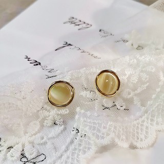 Hoa tai bạc 925 đính đá opal mắt mèo