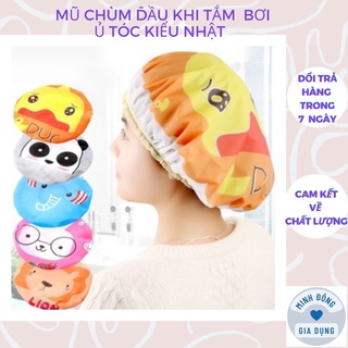 Mũ trùm đầu khi tắm hoạ tiết hình thú dễ thương chống thấm nước - Mũ ủ dưỡng tóc, nón trùm đầu chống ướt cho nữ hình thú