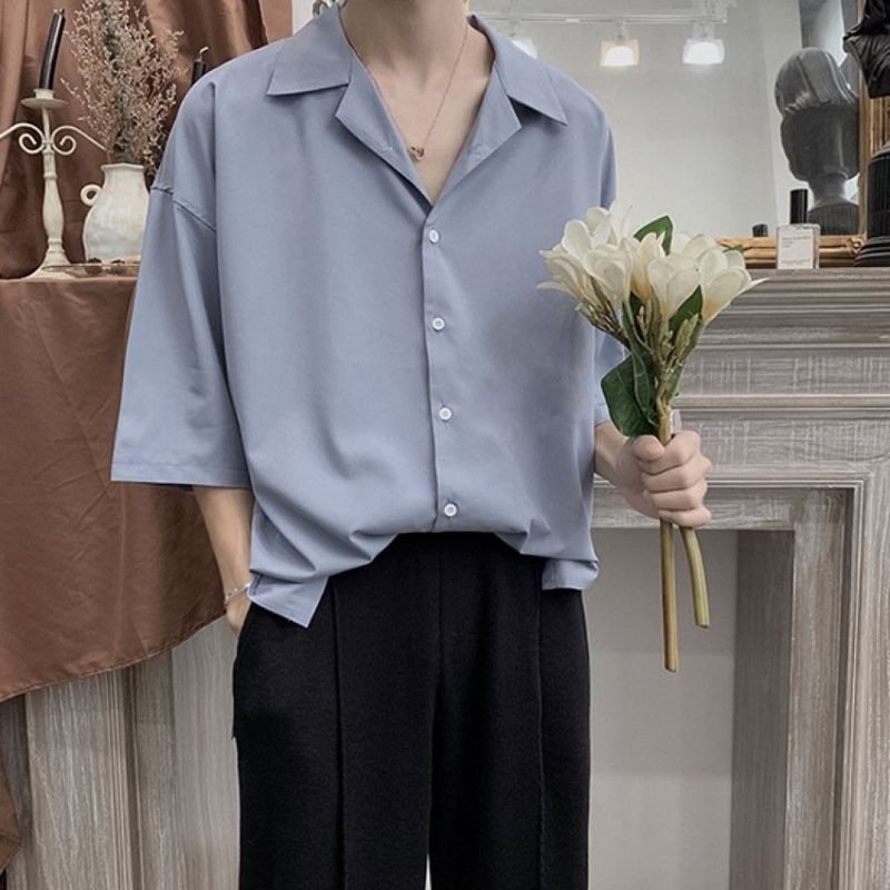 [HÀNG QUẢNG CHÂU] ÁO SƠ MI TAY NGẮN CỔ VEST nhiều màu Nam Nữ Unisex hot 2021 AS01 | BigBuy360 - bigbuy360.vn