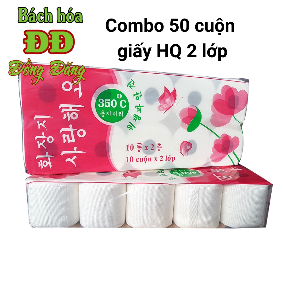 Combo (5 lốc) giấy vệ sinh Hàn Quốc 2 lớp (10 cuộn/ lốc)