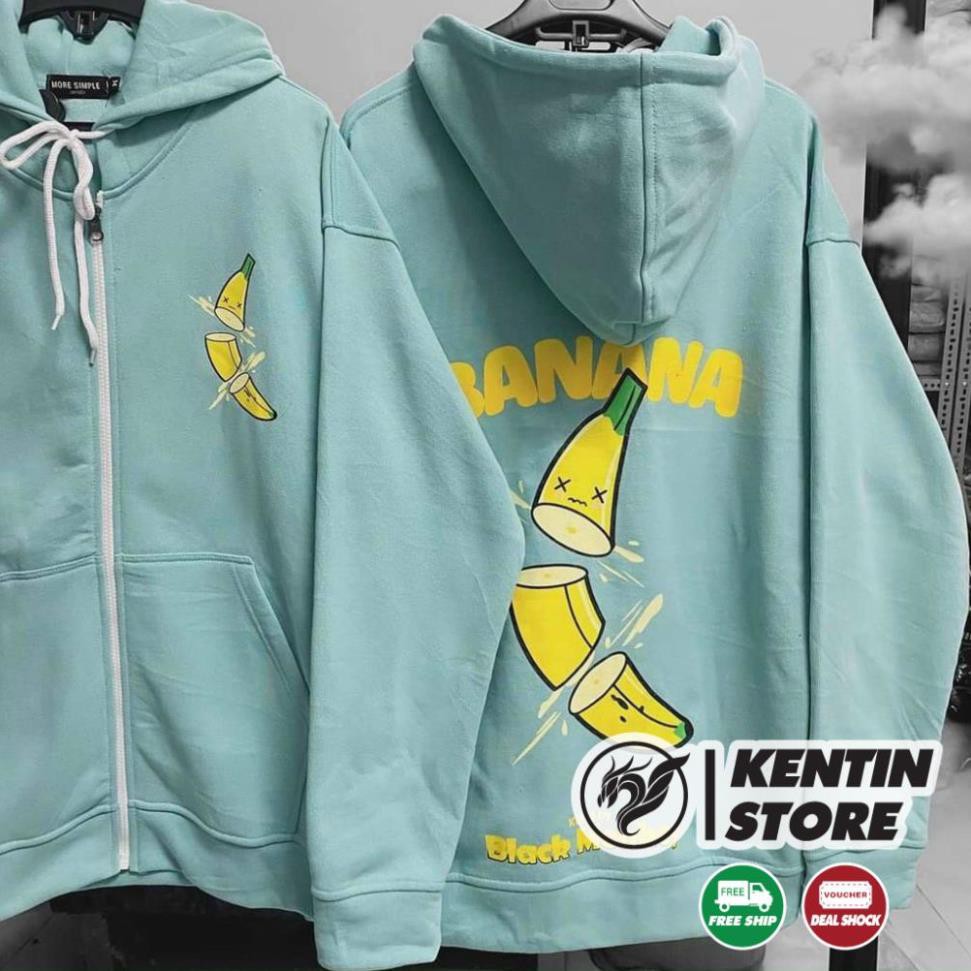 Áo Hoodie Không Xù lông Dành Cho Cặp Đôi Có Mũ Chất Nỉ Form rộngUnisex in hình BANANA (ảnh thật) KENTIN