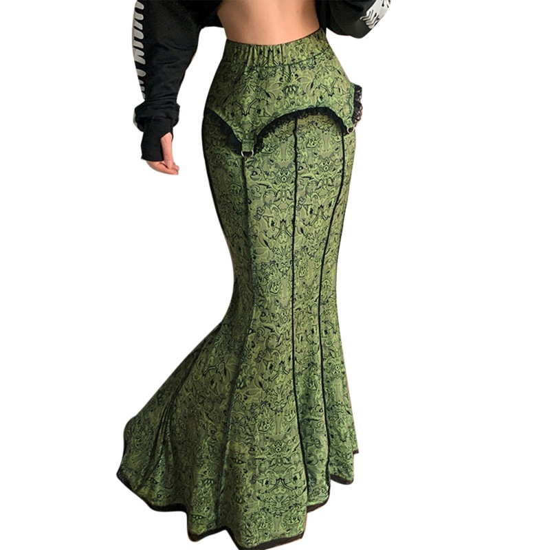 Chân Váy Đuôi Cá Phối Ren Hoa Phong Cách Gothic