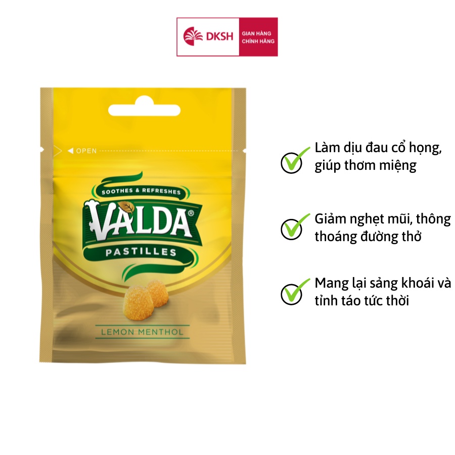 Kẹo dẻo VALDA Vị Chanh Bạc hà – Túi Zip 20g