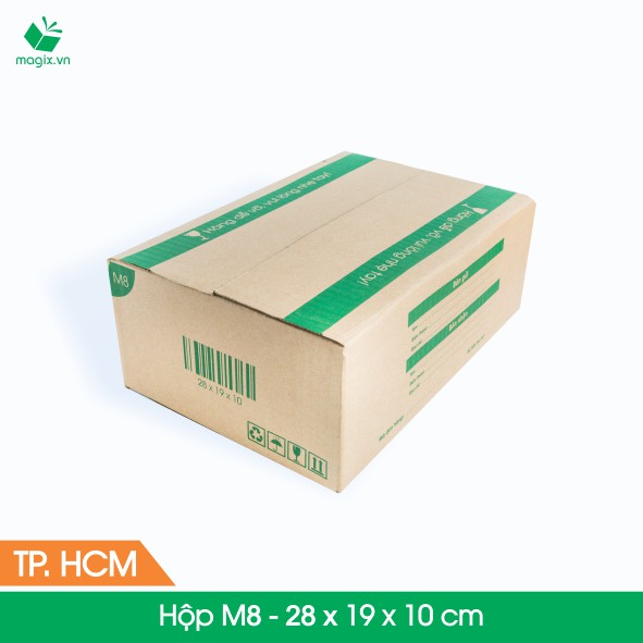 M8 - 28x19x10 cm - 60 Thùng hộp carton + tặng 25 decal HÀNG DỄ VỠ