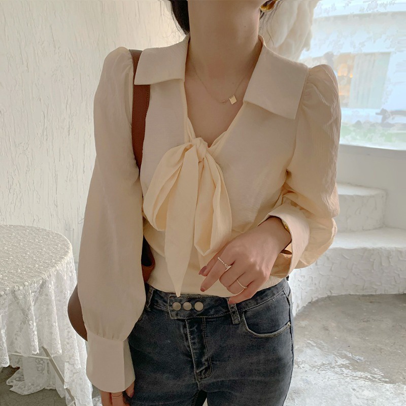 Áo sơ mi kiểu Nữ nơ cổ tiểu thư bánh bèo nữ bigsize form rộng đẹp công sở tay dài K3T3