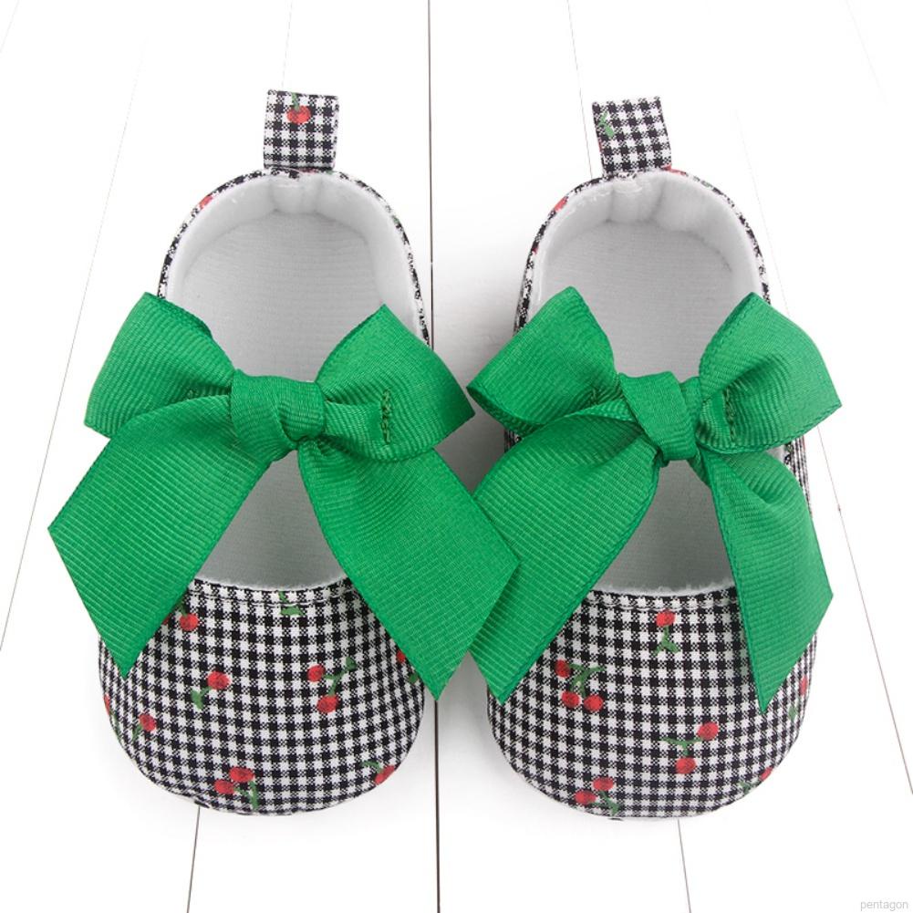 Giày đế mềm chống trượt thoáng khí phối nơ xinh xắn cho bé gái 0-18 tháng tuổi
