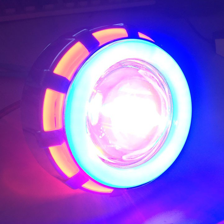 Đèn pha led bi cầu viền xanh, màu sắc bắt mắt, chế độ pha cos, sử dụng điện bình 12V, bảo hành 3 tháng đổi trả - DPLBCX