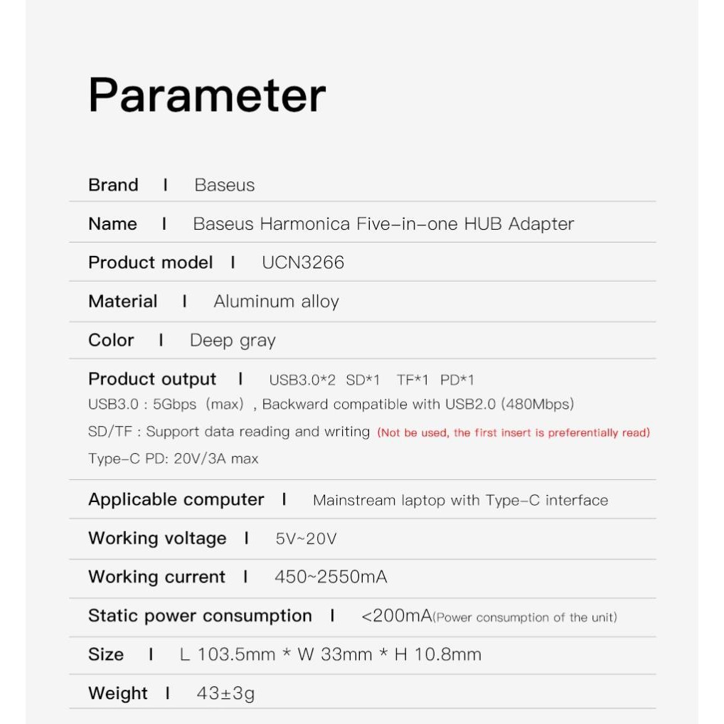 Hub chia USB-C Baseus nhiều cổng chuyển đổi USB loại C 3.0 cho Macbook Pro Air