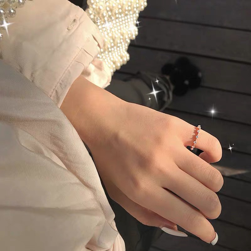 Nhẫn đính đá zircon phong cách Hàn Quốc sang trọng dành cho nữ