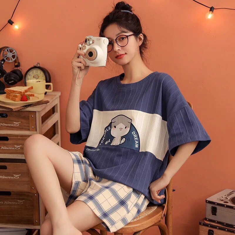 MẪU HOT] Đồ ngủ nữ cotton vân sọc cộc tay pijama, Đồ bộ nữ cộc tay dễ thương mùa hè chất mát nhiều hoạ tiết đẹp | BigBuy360 - bigbuy360.vn