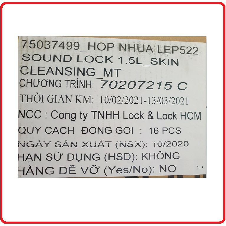 Hộp Nhựa Lock & Lock Bảo Quản Thực Phẩm 1L5