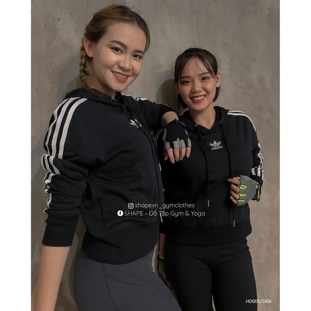 Áo tập nữ áo hoodie croptop A.d basic XK [HD005]