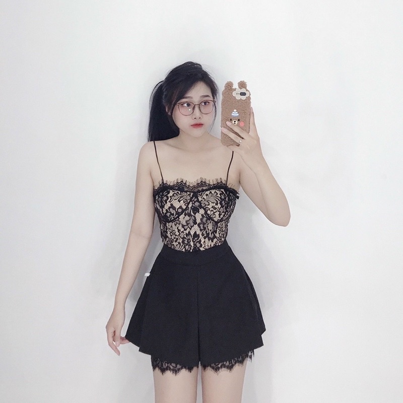 Áo 2 dây ren croptop - B0U