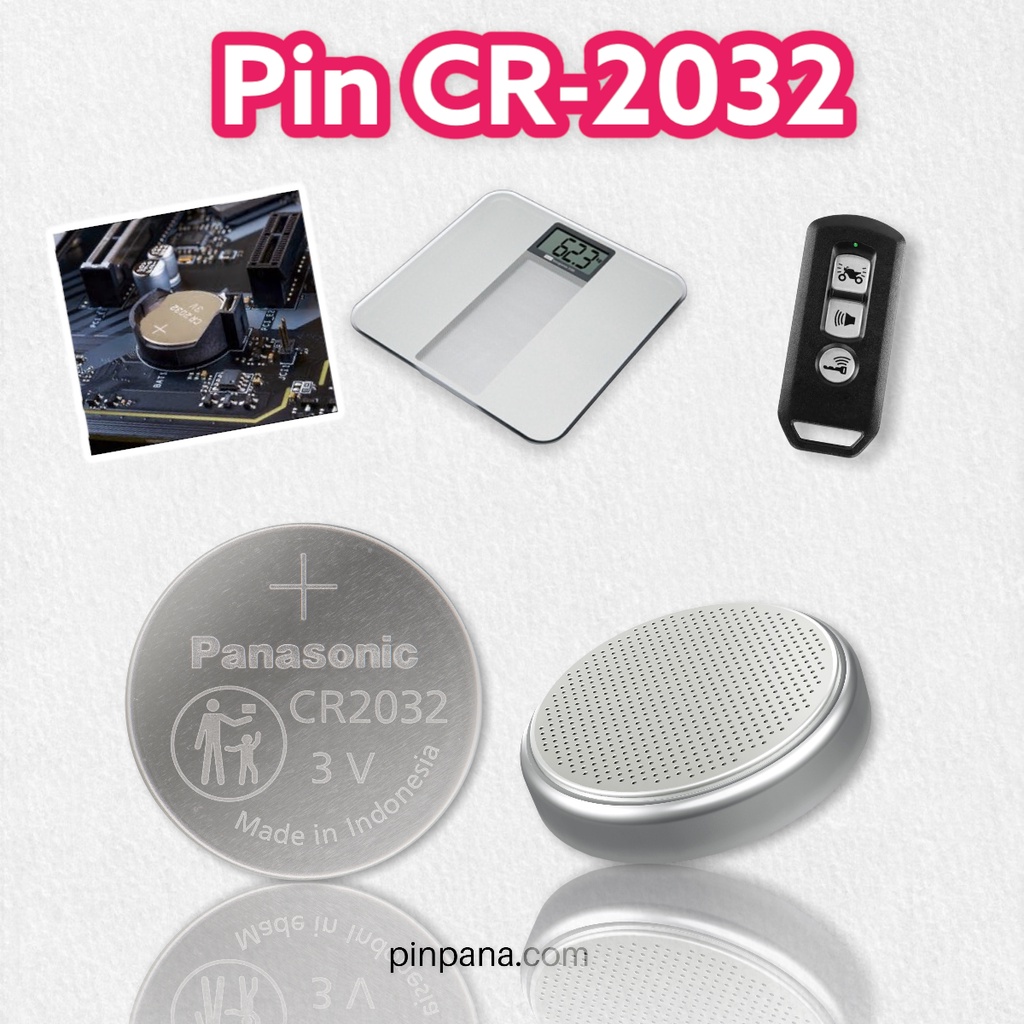 1 vỉ 5 viên Pin nút Panasonic CR-2032 3V, xuất xứ Trung Quốc , chìa khoá thông minh,điều khiển, đồ chơi