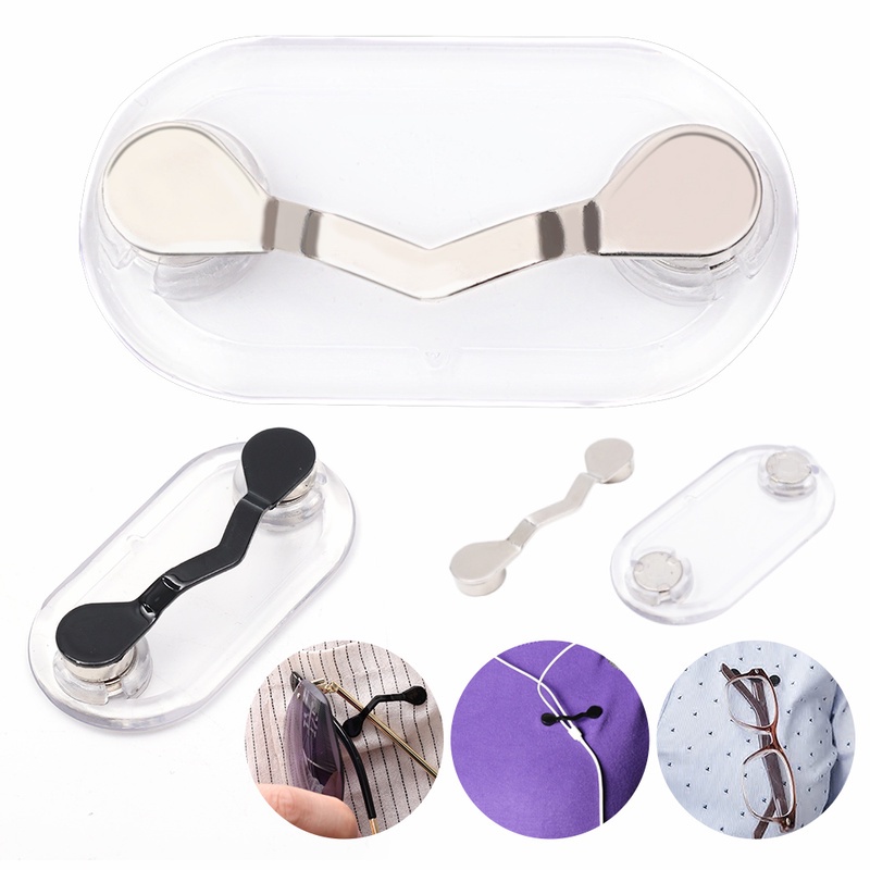 Kẹp Nam Châm Giữ Mắt Kính Màu Đen/Bạc